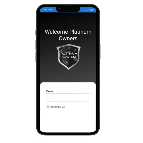 Platinum Owners app login screen