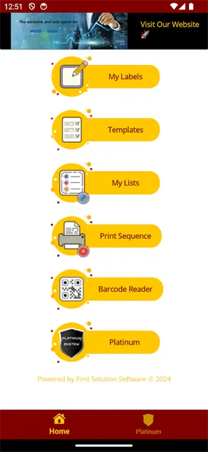 Platinum Label Printer app screenshot